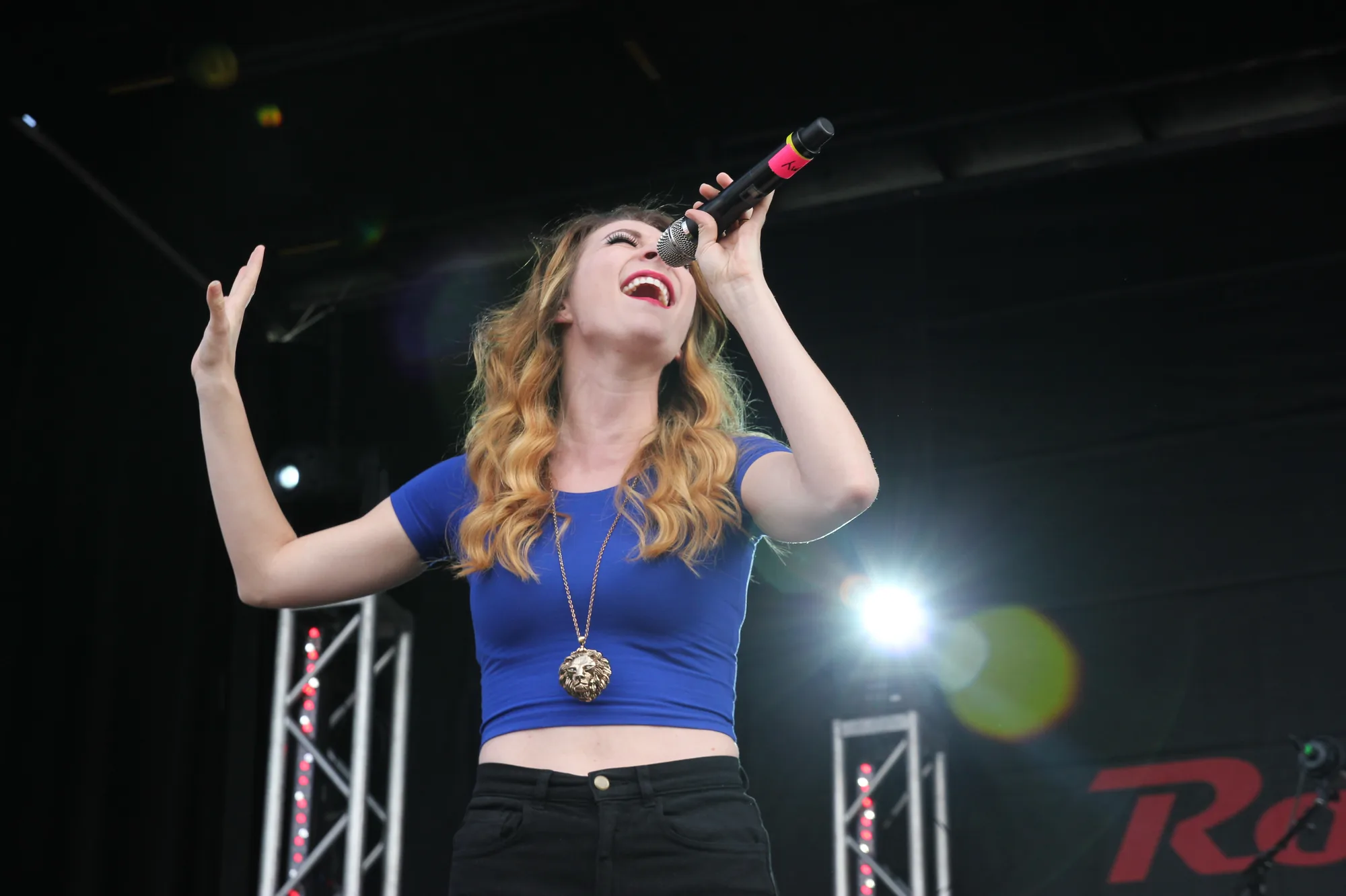 Amy Noonan performs as part of the Karmin band in Providence, RI.
